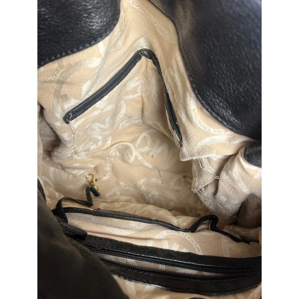 Michael Kors Hamilton Satchel Wm Large Black Leather Gold Hardware Tote Bag
